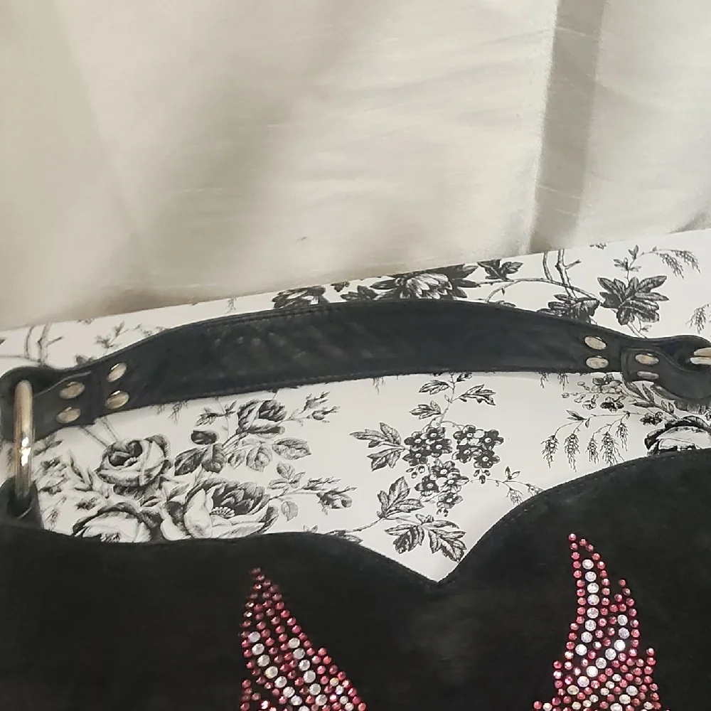Black and Red Skull Embellished Shoulder‎ Bag 13X15